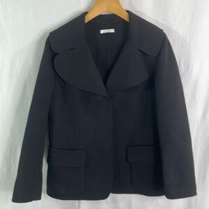 Tweeds, black double faced wool portrait, collar, jacket, blazer